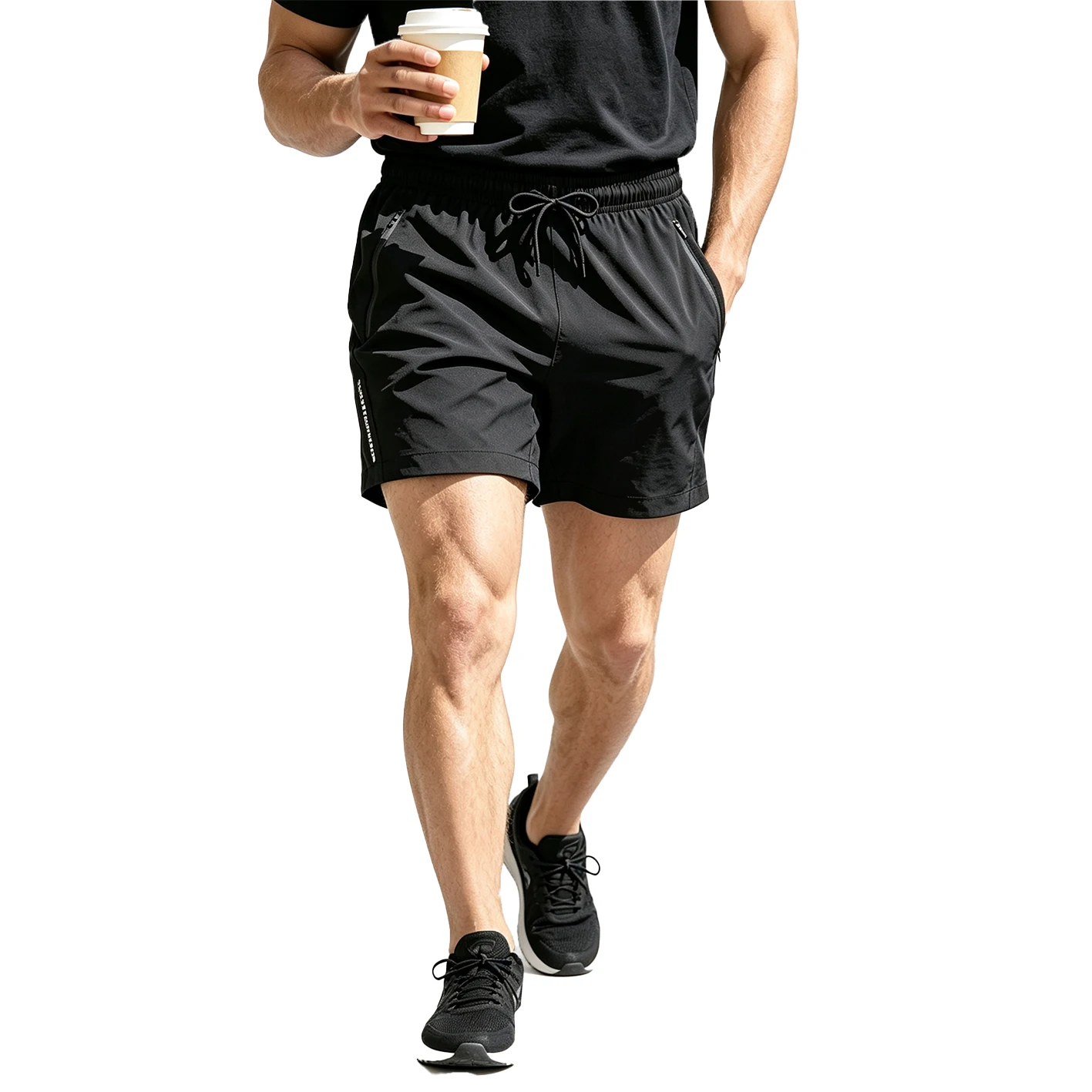 Men's Sports Boxers Quick Dry Zipper Pockets Gym Running Shorts