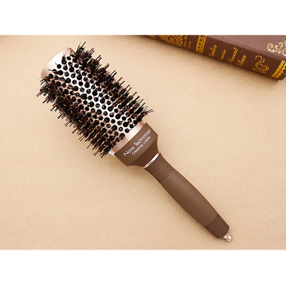

Керамическая расческа-роллер с термостойкой нейлоновой щетиной и нескользящей ручкой для ежедневной укладки волос, расческа-роллер для кудрявых волос для женщин
