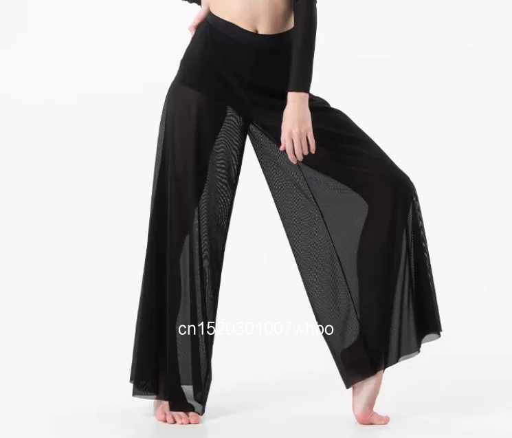 Dansset Dames Elegante Klassieke Moderne Lyrische Danspraktijk Mesh Top Broek Set Balletvoorstelling Jurk