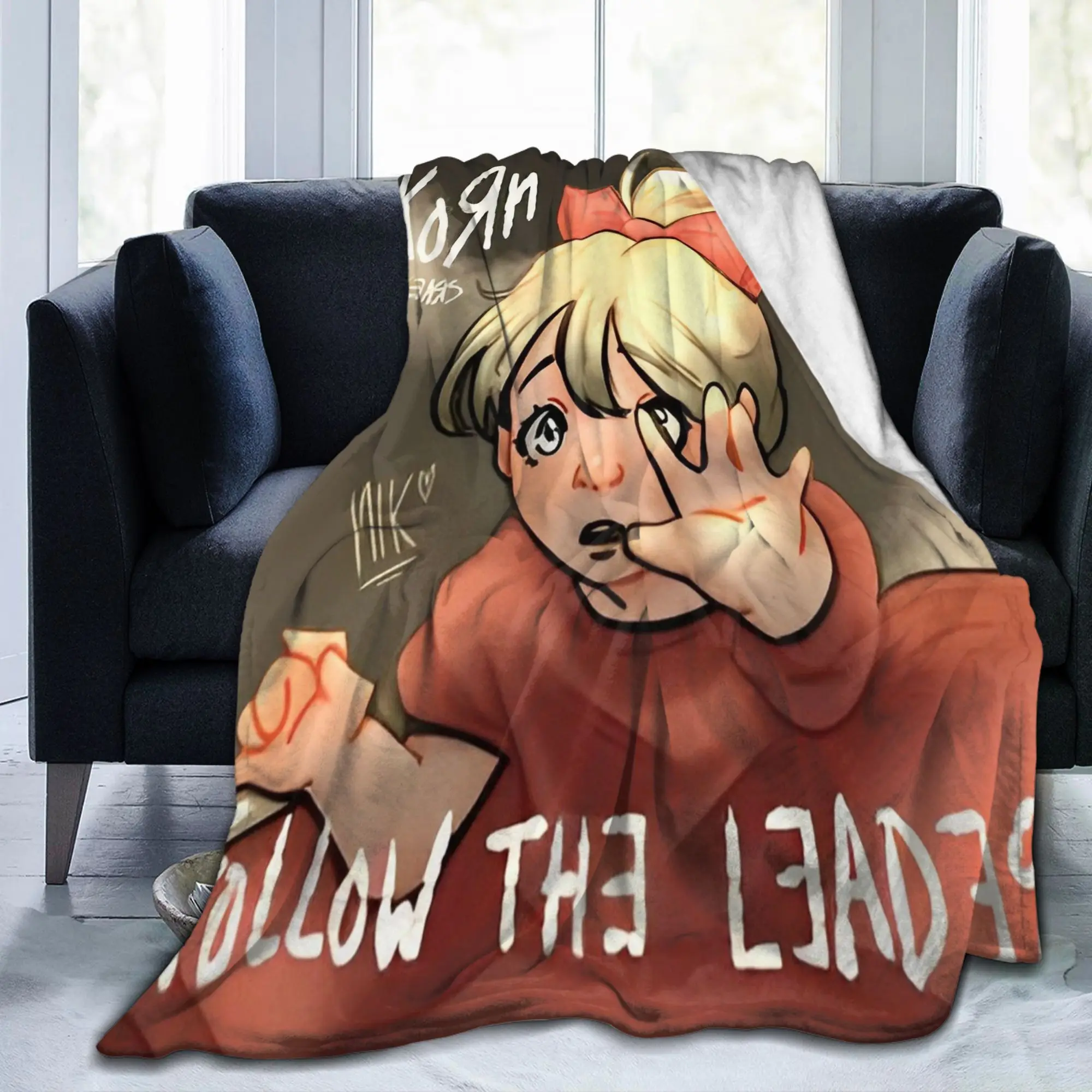 Korns Follow the Leader Flannel Blankets Nu Metal Band Neidermeyers Vintage Throw Blanket for Home 200x150cm Quilt