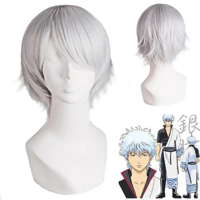 Costumi Cosplay Anime Sakata Gintoki Costume Cosplay Kimono Festa di Carnevale di Halloween Parrucche per costumi cosplay Silver Soul