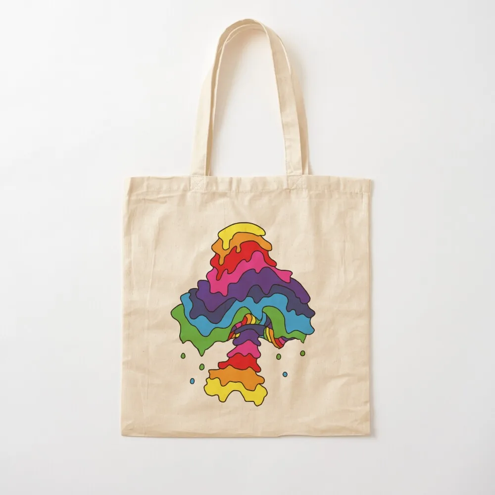 

The Perfect Magic Mushroom: Trippy Rainbow Dripping Drops Line Art Tote Bag canvas tote bags bag luxury women Canvas Tote Bag