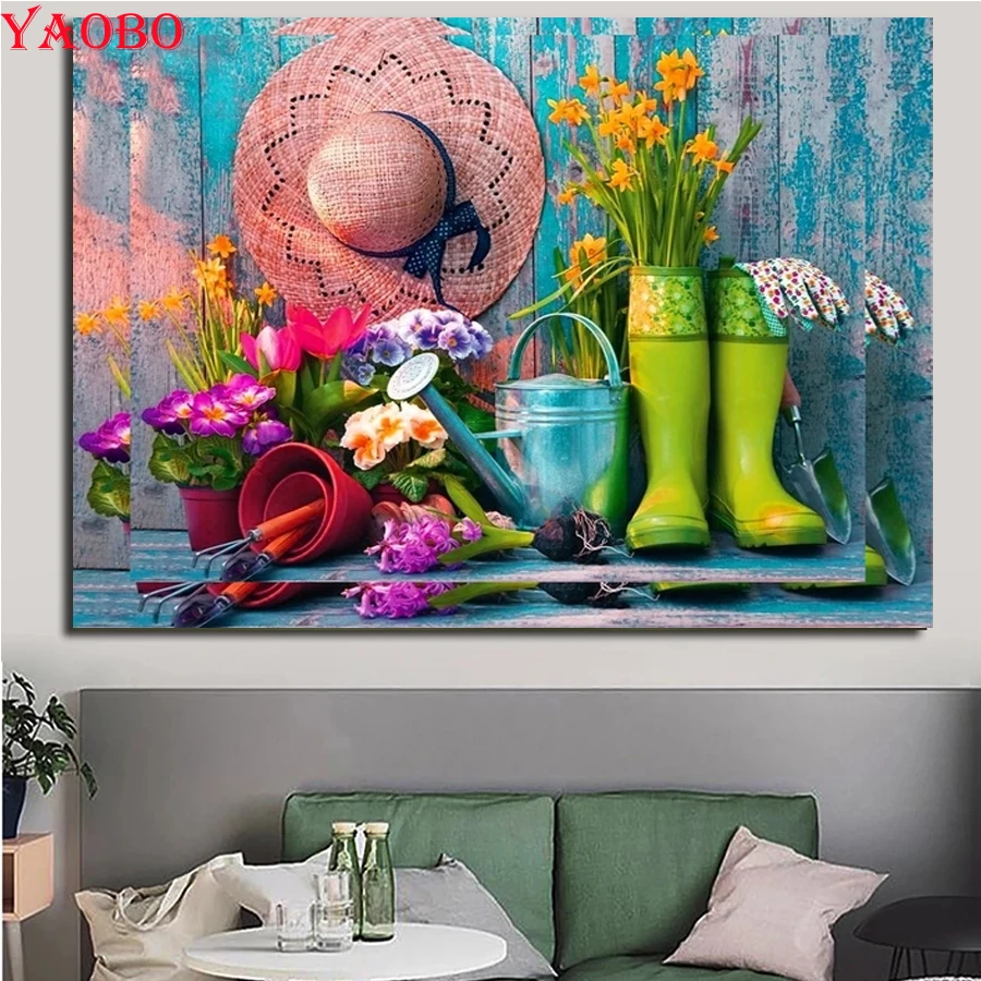 5D Diy Diamond Painting Shoes Hat Flower Picture Full Square Diamond Embroidery Rhinestone Mosaic New Year Gift 2023 Home Decor