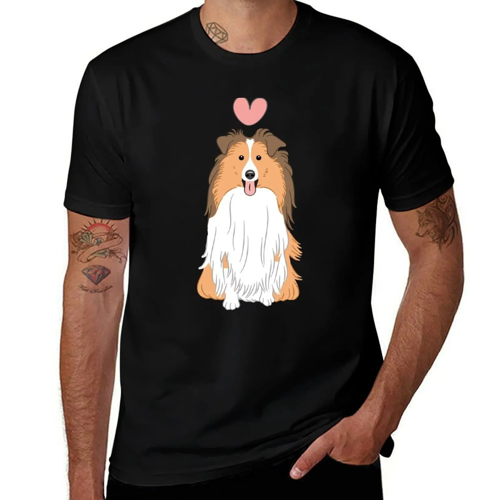 

LOVE Sable Sheltie Dog Shetland Sheepdog T-Shirt clothes valentines clothes graphics T-shirts man men t shirt