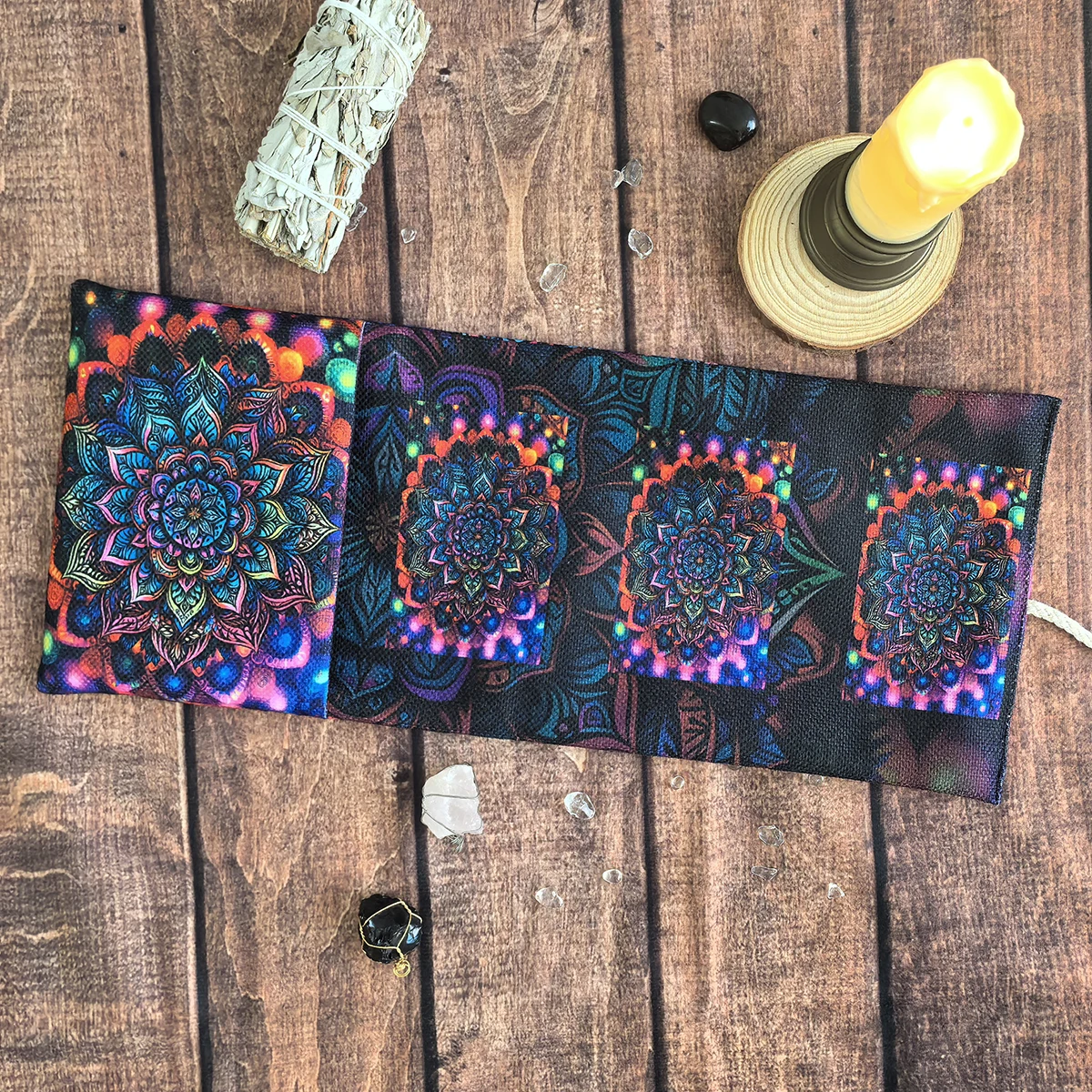 Bunte Mandala Tarot Aufbewahrungstasche Bohemian Divination Bag Mysterious Wrap Pouch Tarot Tischdecke Aufbewahrungstasche Home Decor