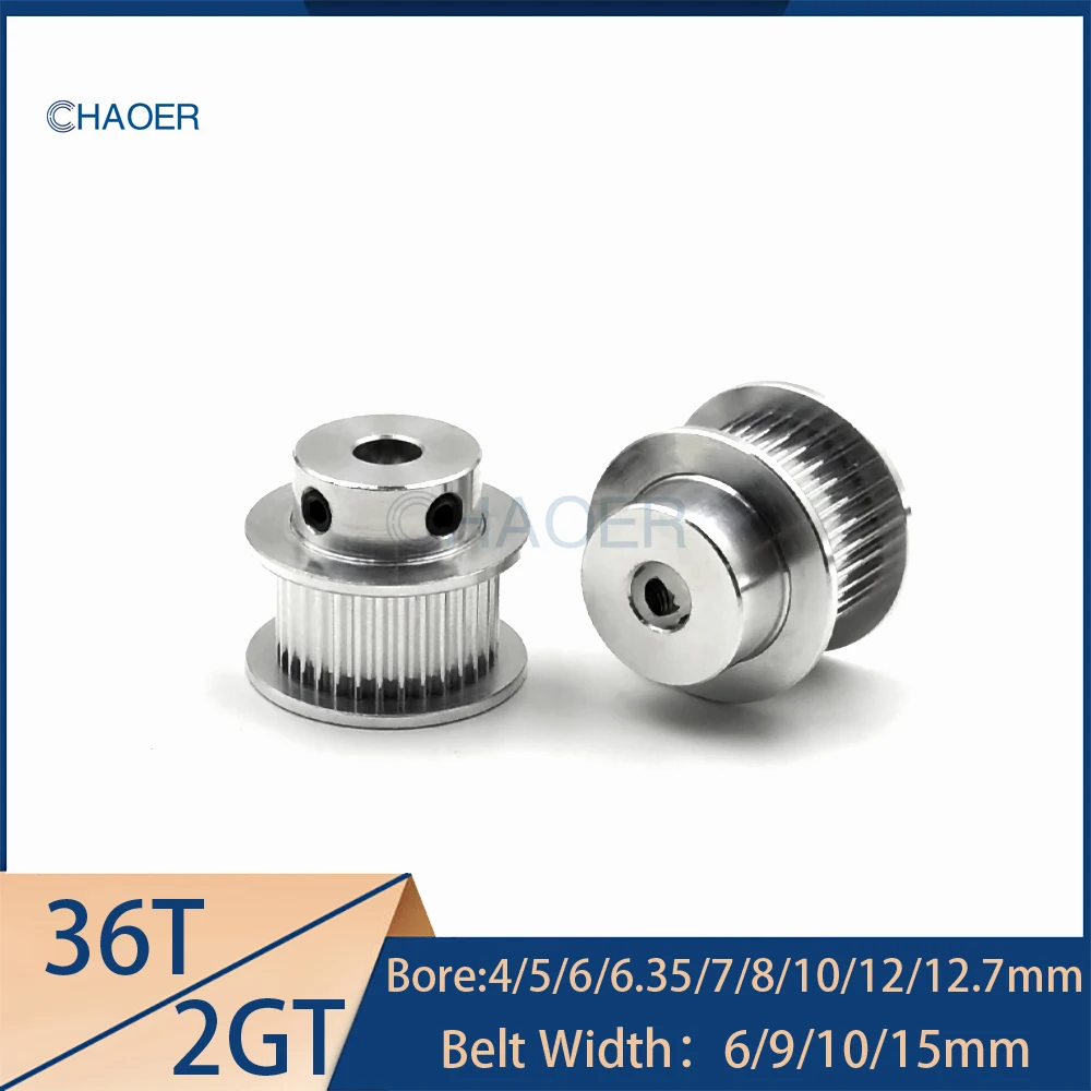 2GT 36 Teeth Synchronous Pulley Bore 4/5/6/6.35/7/8/10/12/12.7mm For GT2 Timing Belt Width 6/9/10/15mm 36Teeth Gear Wheel 36T