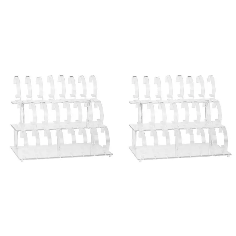 LICE-2X Clear 24 Bits Acrylic Watch Display Holder Stand Rack Showcase Tool Transparent Wristwatch Stand Case Bracelet Hold