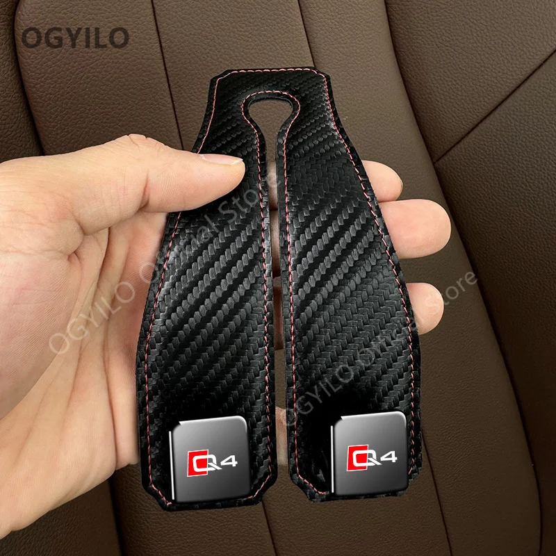 For Audi Q4 Car Seat Headrest Hook Suede Vehicle Hook Carbon Fiber Hanger Storage Organizer for Handbag Purse