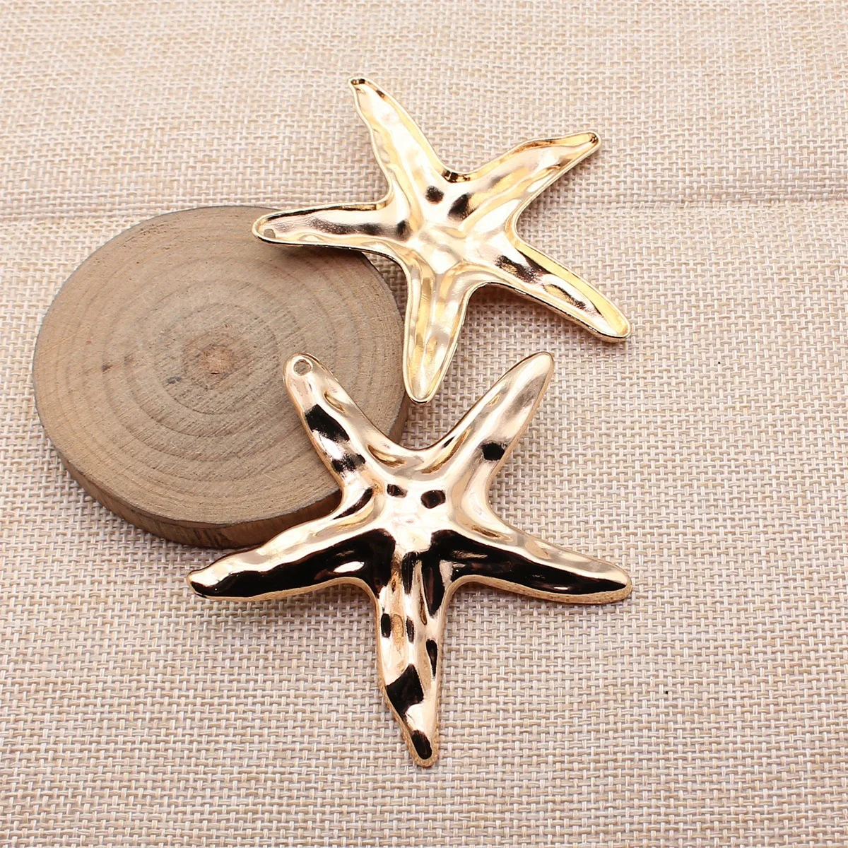 

2pcs 72x70mm(2.83x2.76inch) KC Gold Color Uneven Textured Starfish Pendants DIY Jewelry Making Accessories