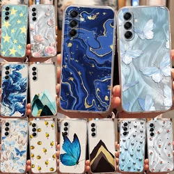 For Samsung Galaxy F15 F23 F55 M13 M14 M15 M23 M34 M35 M54 M55 C55 5G Artificial Marble Butterfly Silicone Back Clear Phone Case