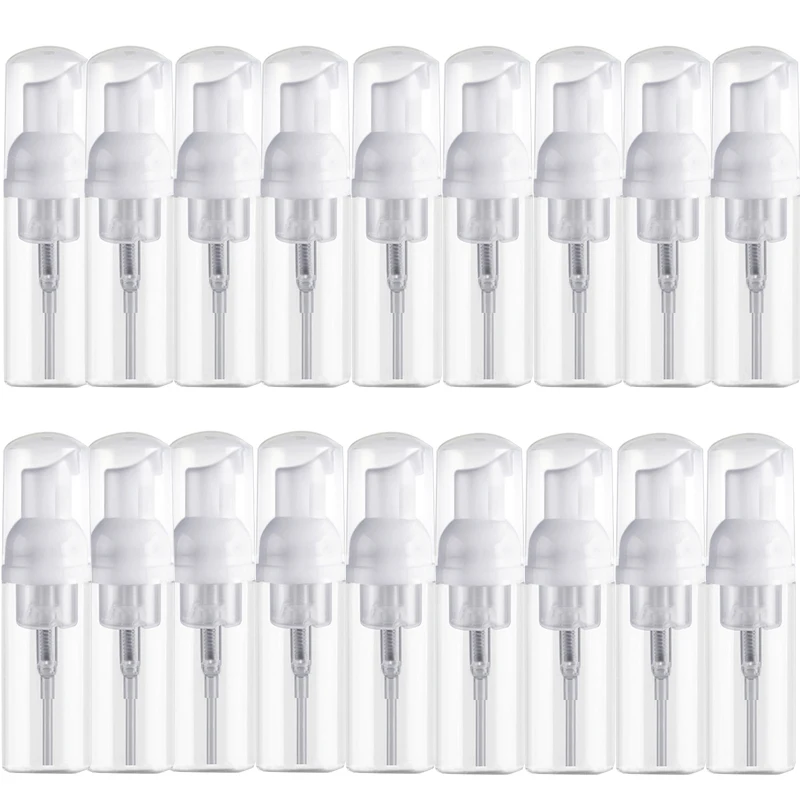 18 pack 50ml Foam Dispenser Plastic Pump Bottles Portable Empty Soap Refillable Bottle for Travel Cleaning Cosmetics Packaging