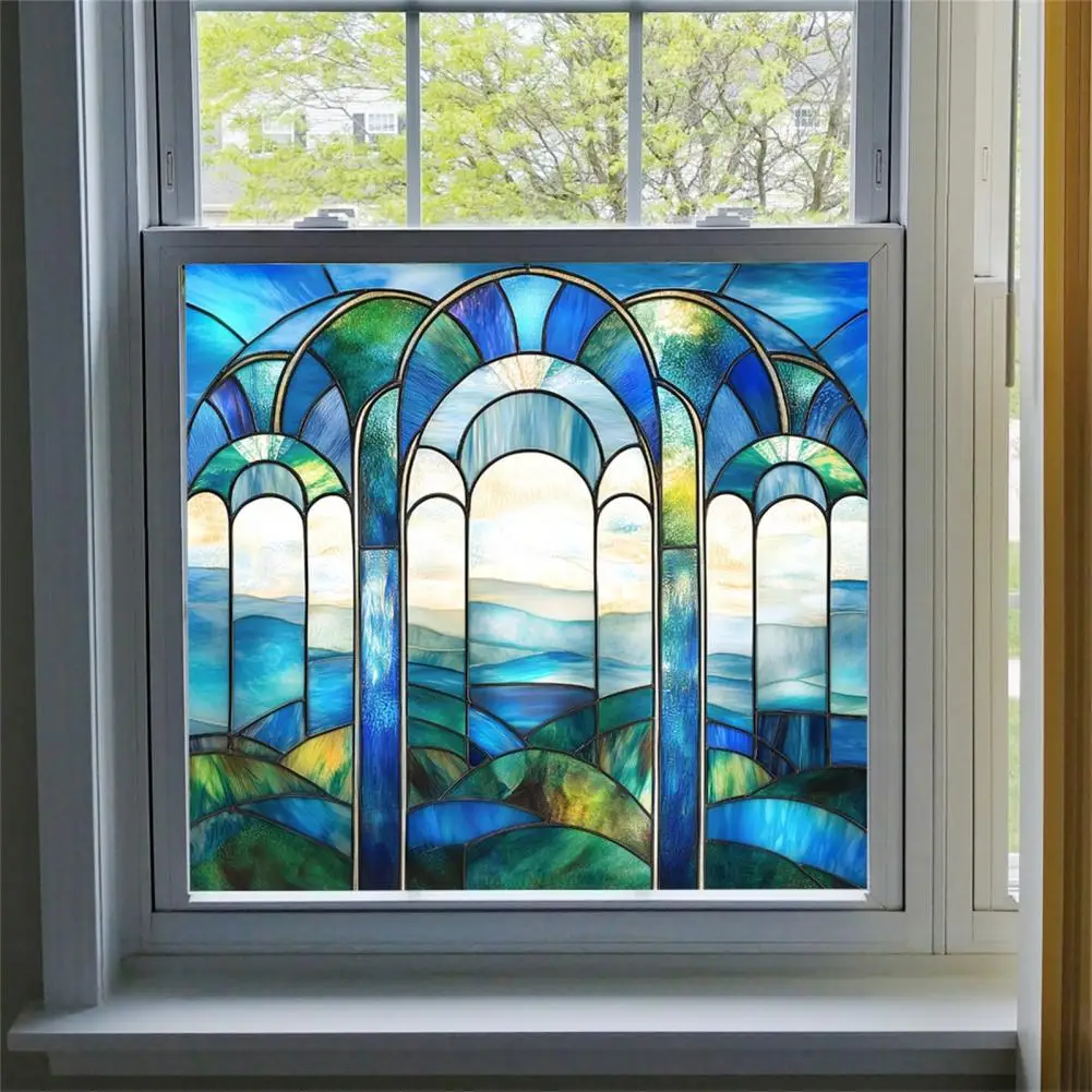 Stained Glass Static Window Film Privacy Glass Window Clings Sun Blocking Glass Sticker PVC Home Window Covering Film