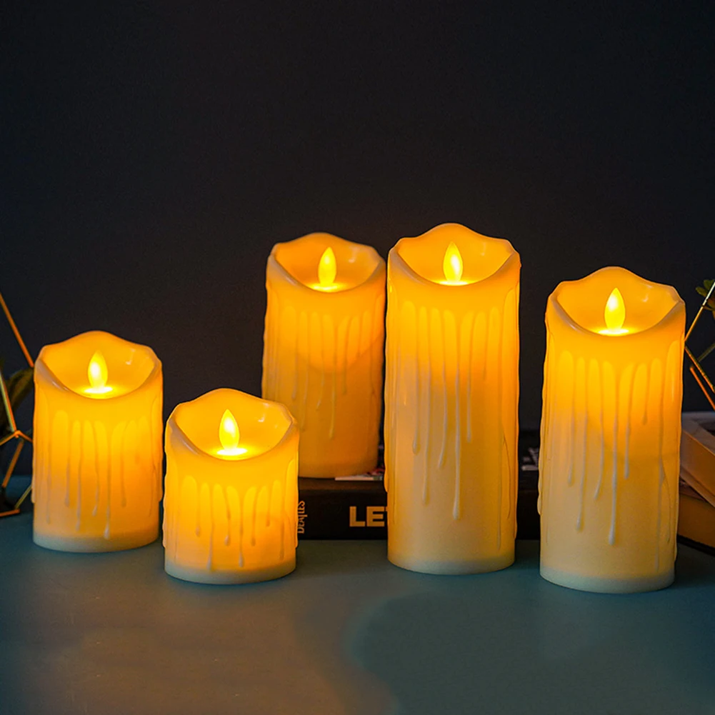 

5cm Flameless LED Tealight Battery Operated Smooth Electrical Candles PP Simulation Flickering Pillar Candles for Party Festive