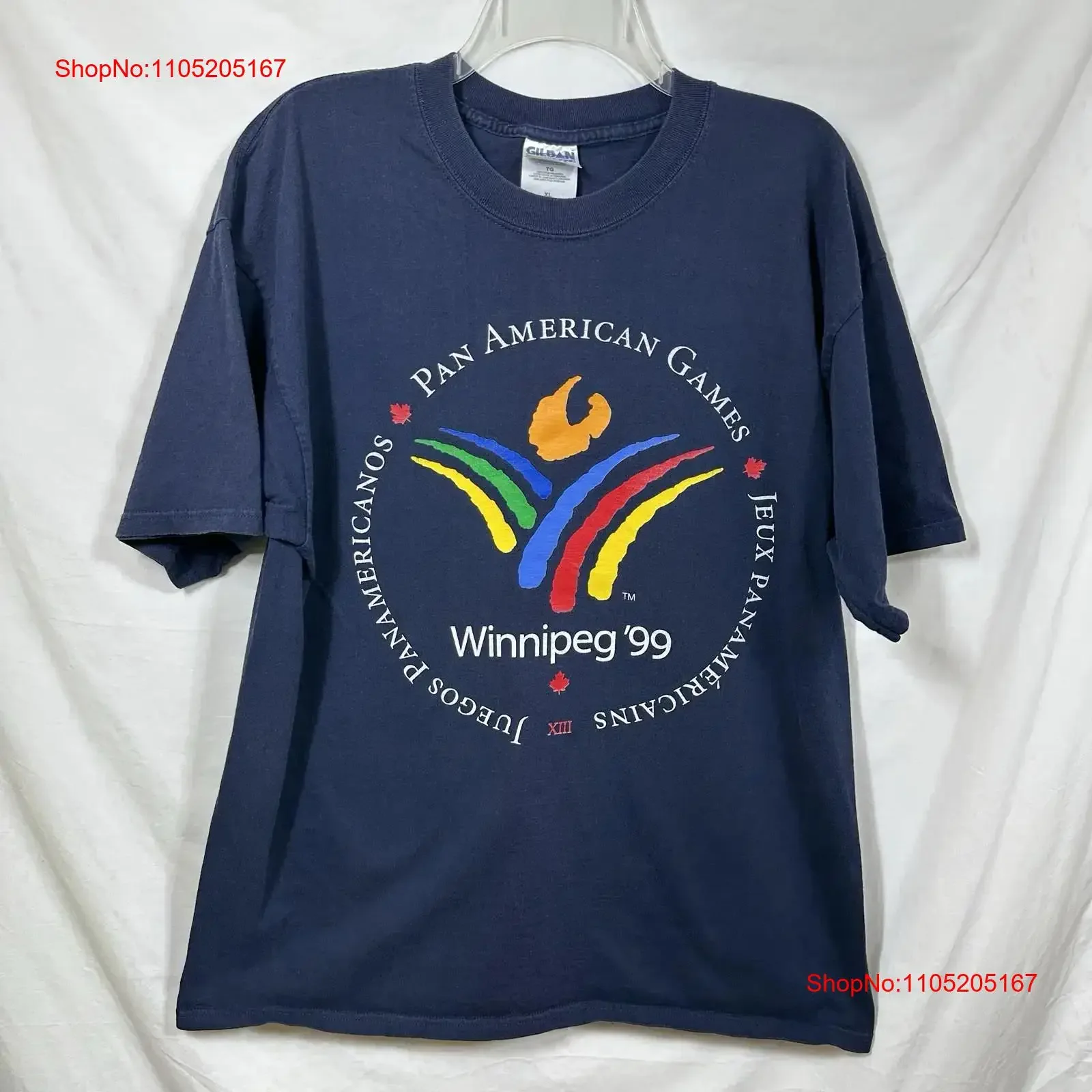 

Винтажная футболка Pan American Games Winnipeg Canada '99 XL, 90-е, 1999 г., спортивная винтажная стираная уличная одежда, стильная повседневная мягкая одежда