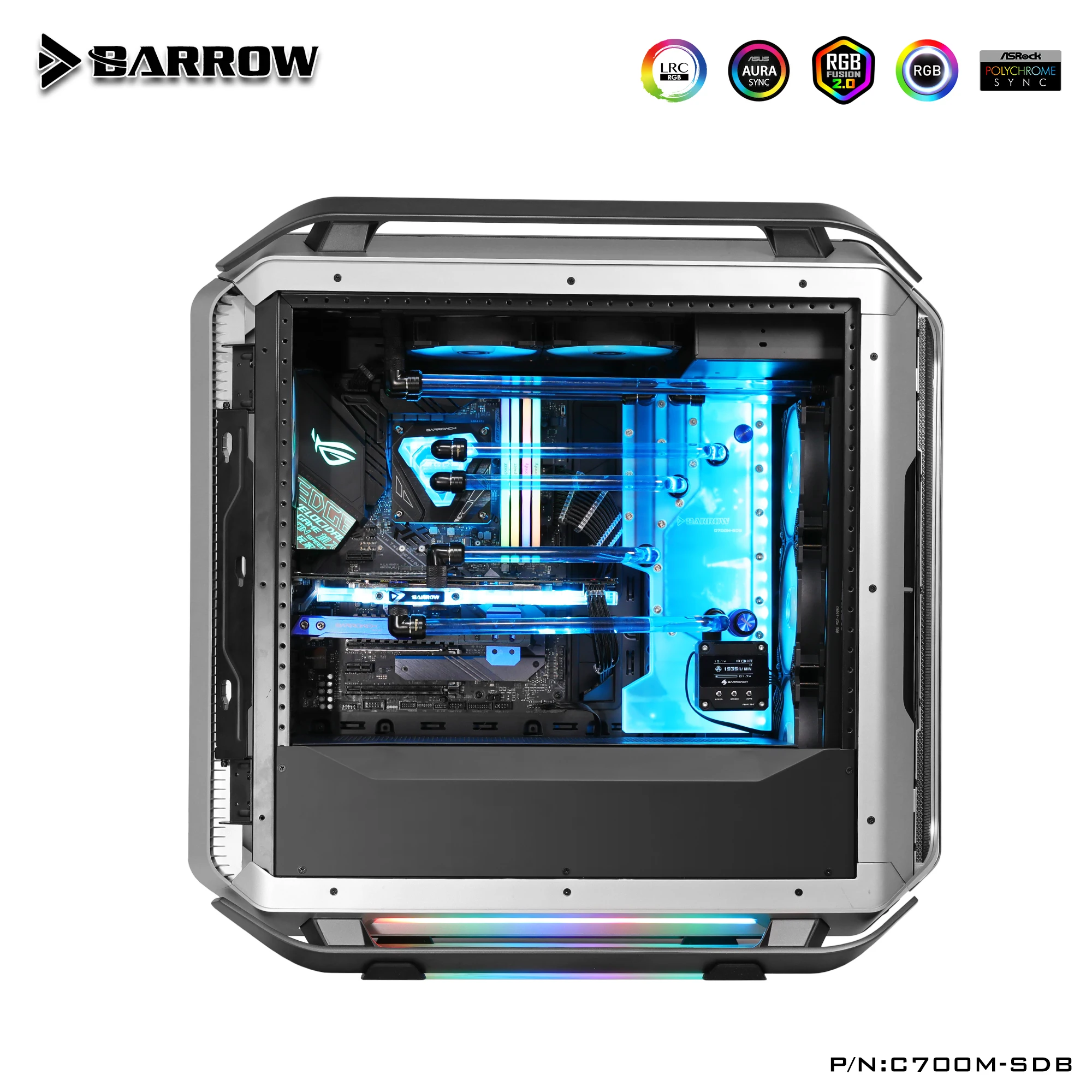 Barrow RGB Liquid Water Cooling Waterway Distro Plate Reservoir for Cooler Master C700M Chassis C700M-SDB