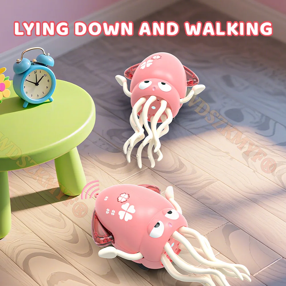 Electric Dancing Squid Toys for Kids Sound and Lights Obstacle Avoidance Crawling Simulation Octopus Baby Funny Interactive Toy