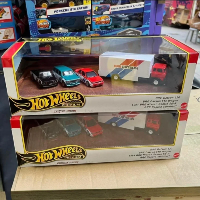 

Hotwheels Bre Datsun Garage Set Gmh39 Premium Diecast Metal Model Car Transport Truck Collection For Adult Collectors