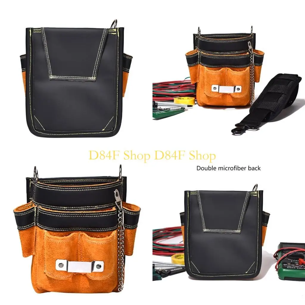 

D84F Tool Organize Bag Leather Tool for Technicians Electrician and Woodworker