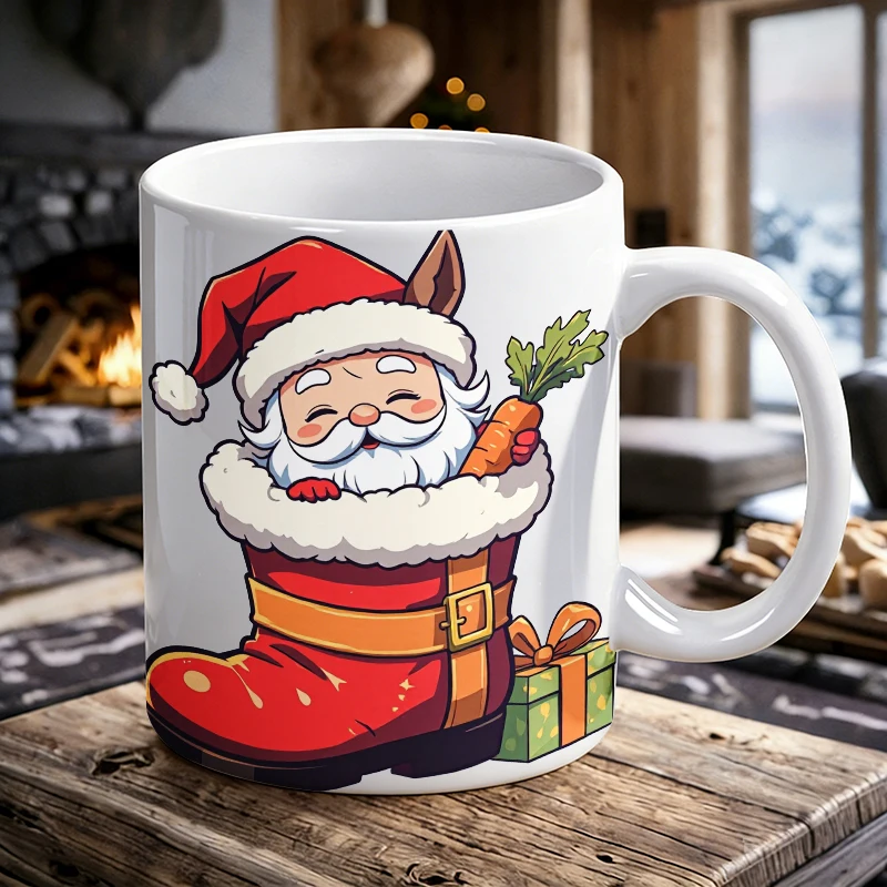 

Fun Saint Nicholas Carrot Design Ceramic Mug, coffee cup, milk cup, office tea cup, drinking cup, fade-resistant, holiday gift