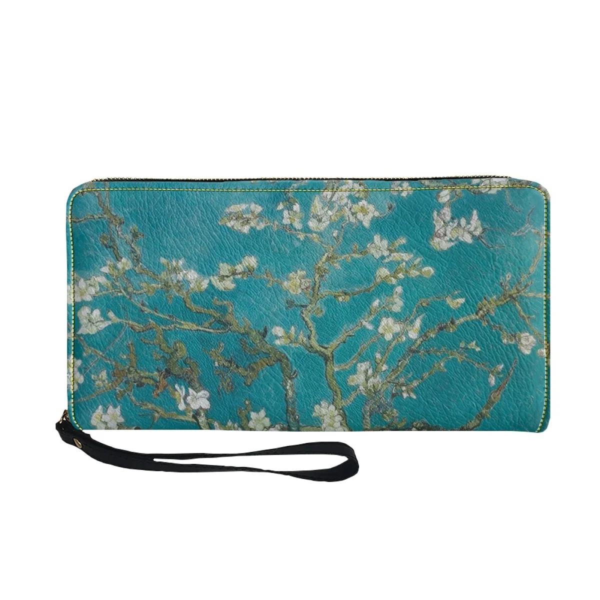 Porte-cartes en cuir PU avec fermeture éclair pour femme, portefeuilles minces décontractés, sac à main pour femme, style floral, design de luxe, aucune fleur