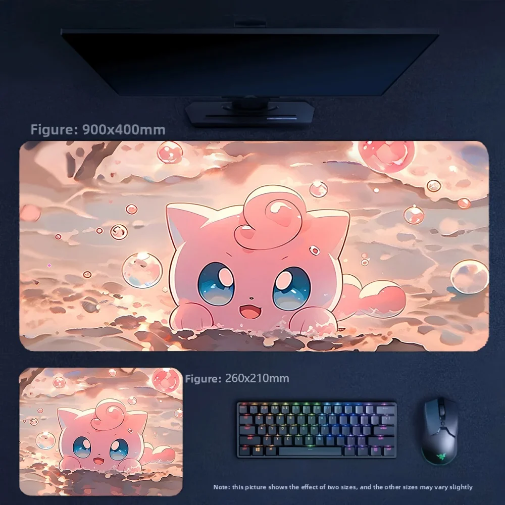 Cartoon Pokémon Jigglypuff Series Multi-Size Leather Mouse Pad High Quality Office Girls Non-slip Mouse Keyboard Pad Table Mat