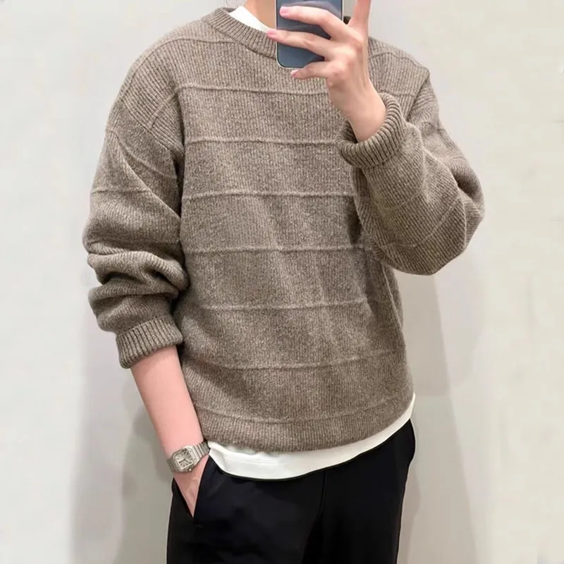 

Мужской вязаный свитер из мягкой шерсти в стиле ретро, повседневный, удобный, теплый, для осени и зимы, для пар