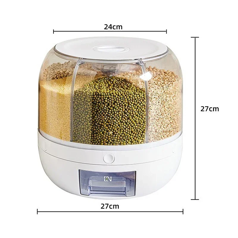 Rotary Dispensing Candy Barrel, Multi-grid Large-capacity Grain Storage Box, Candy, Cereal Food, Large-capacity Storage Barrel