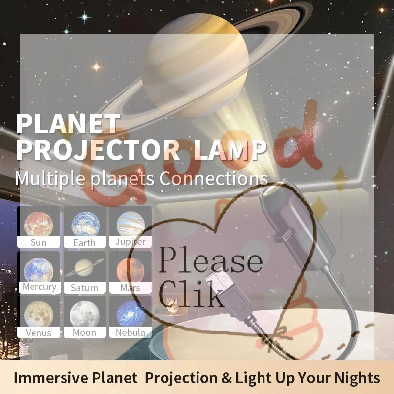 【HG】USB Direct Plug Planet Projector Lamp Halloween Christmas Atmosphere Lights Creative LED Night Light For Bedroom Background