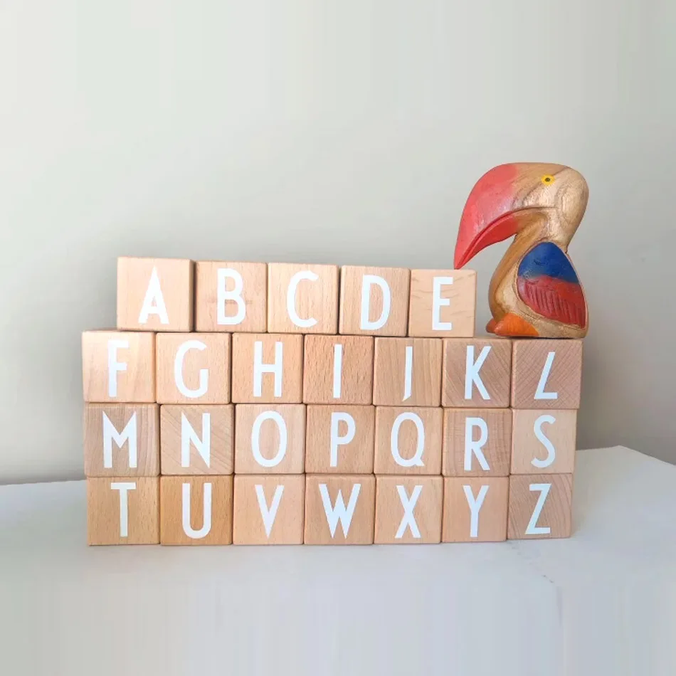 INS Wind Children's Geometric Shape Matching Toy Wood Intelligence Toy 26Pcs A-z Letter Early Education Model