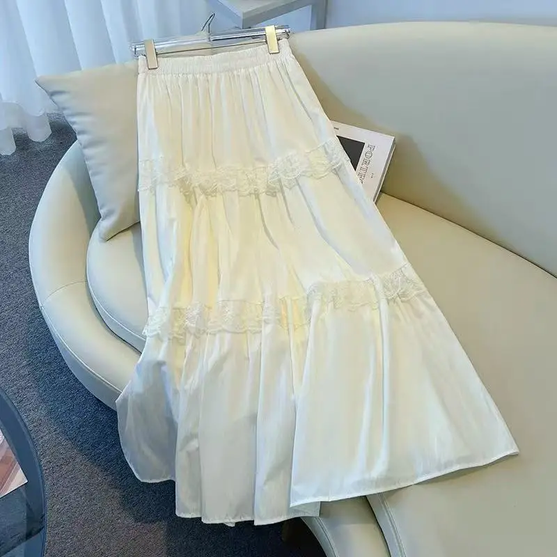 Faldas Largas Pleated Skirt Temperament White Cake Skirt Women New Korean Fashion Clothing New Y2k Skirt Casual Юбка
