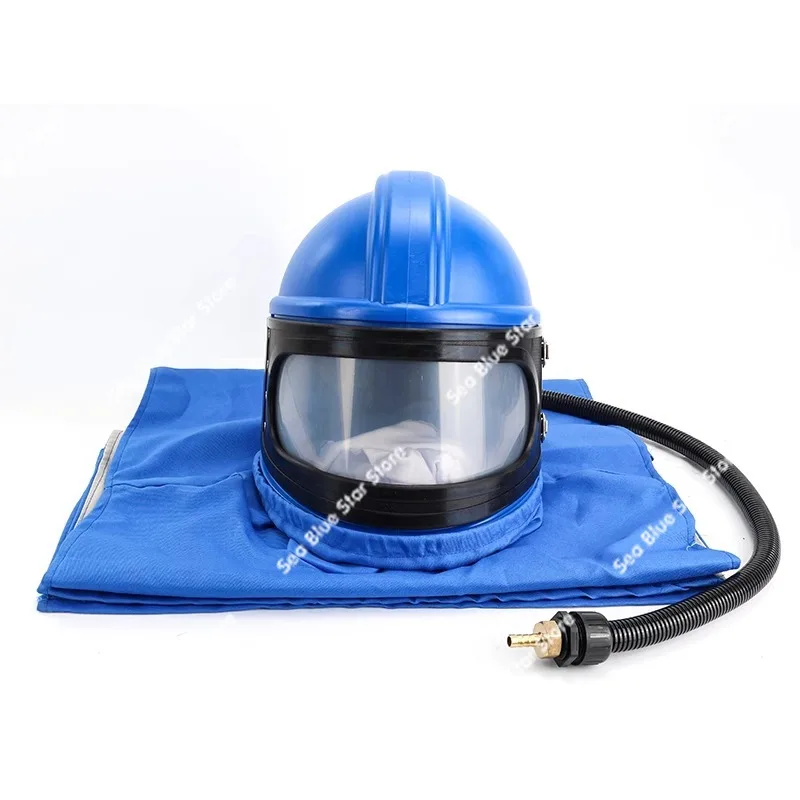 Air conditioning type oxygen supply sandblasting helmet sanding cap one-piece split sandblasting protective clothing activated