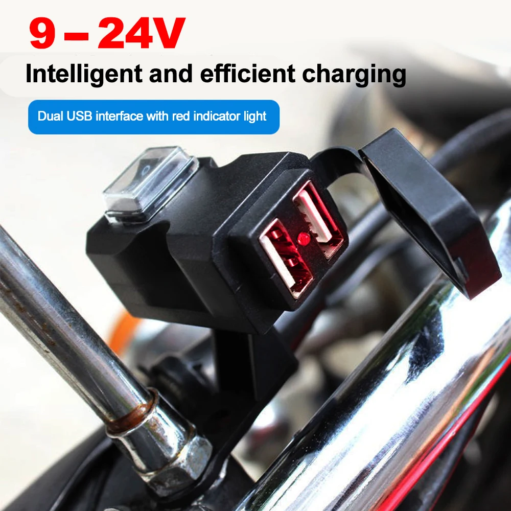 Updated Motorcycle Dual USB Charger with ON/OFF Switch Waterproof Motorbike Handlebar Phone Charger Fast Charging Socket image 2