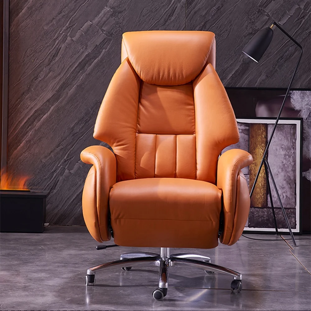 Modern Luxury Adjustable Recliner Swivel Manager Executive High Quality Ergonomic Real Genuine Leather Office Chair with Massage