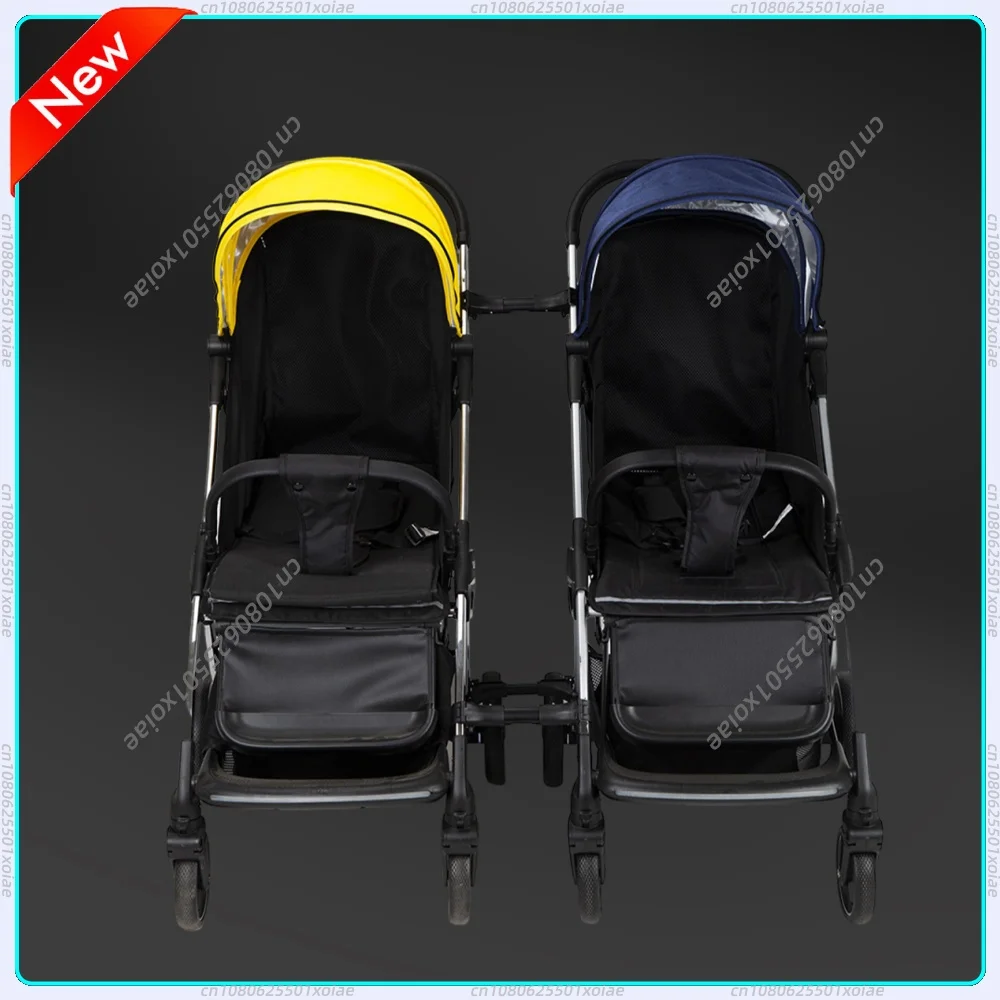 Aluminum Twin Stroller Connector Kit Adjustable 3-Level Universal Double Buggy Coupler Bar Nylon Strap Baby Pushchair Link Mount