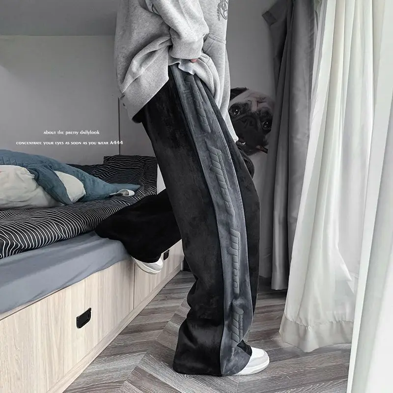 Loose Wide-leg Straight Trousers Spring Autumn 2022 Fashion American High Street Hip-hop Style Trend Men Women