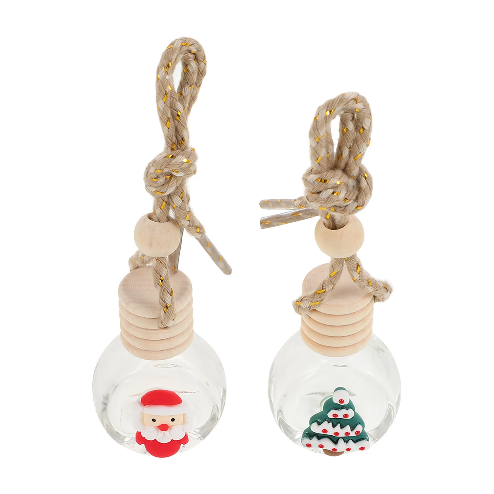 

2Pcs Christmas Car Air Freshener Hanging Bottles Cute Diffuser Refillable Essential Oil Bottles Reusable Perfume Decorative