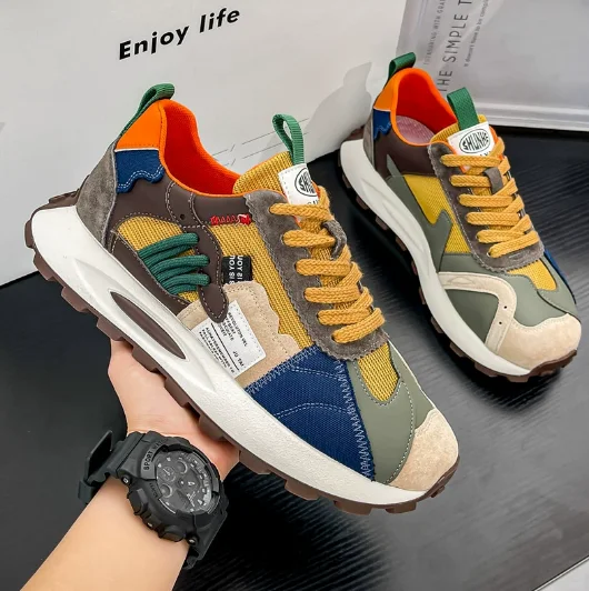 

Новые легкие мужские спортивные туфли на толстой подошве осенние модные универсальные повседневные кроссовки с низким берцем M1234