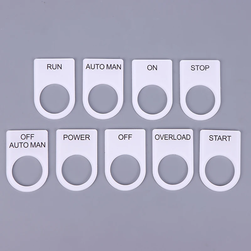 Placa de identificação do armário de controle de tamanho de furo de 22 mm, etiqueta acrílica, letras pretas em fundo branco, uma peça