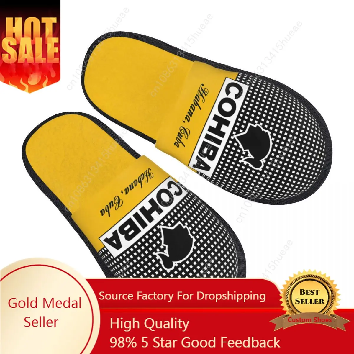 

Cohibas Habana Cuba Cigar Guest Slippers for Hotel Women Custom Print House Slipper