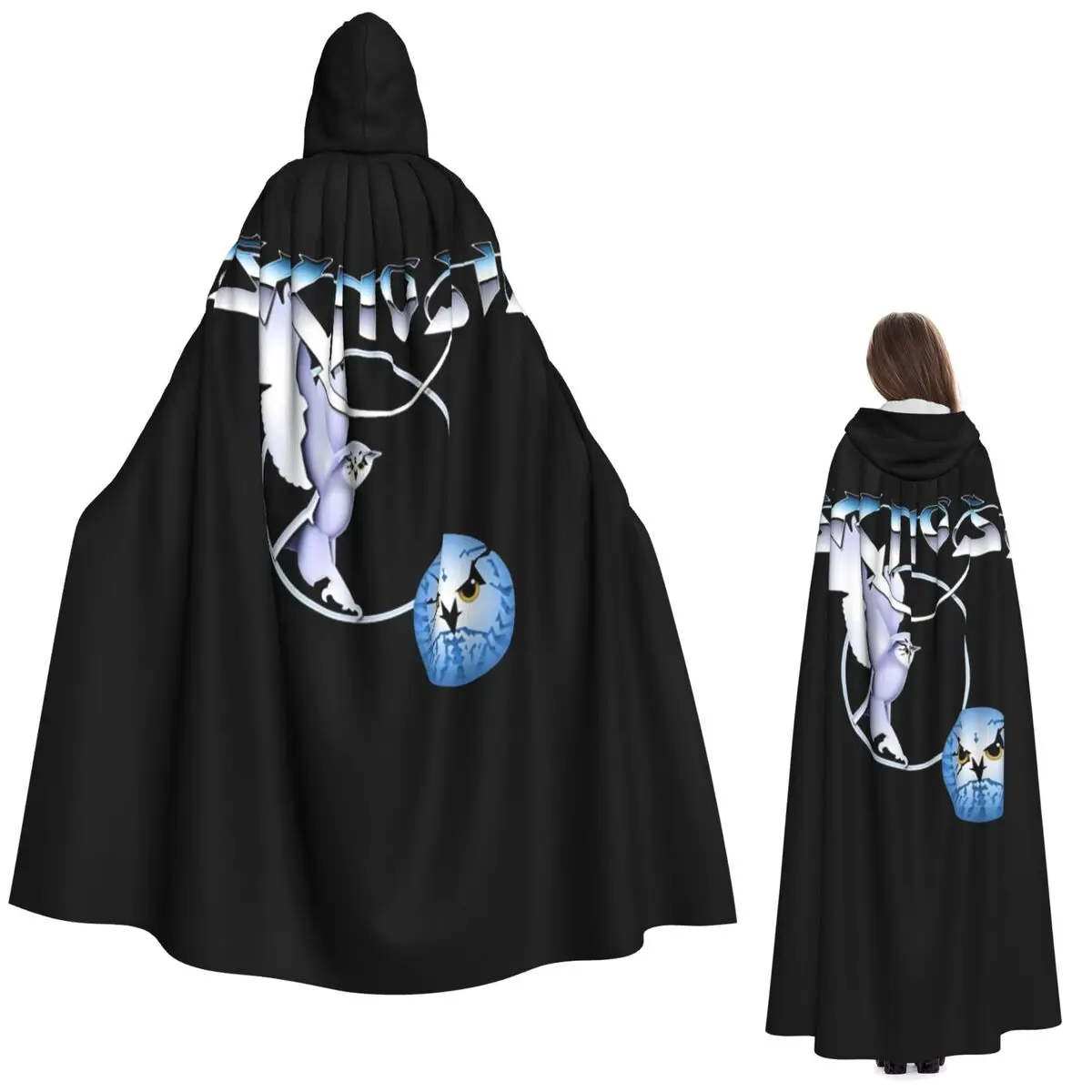 

Длинный плащ с капюшоном Amiga Psygnosis Owl, костюм ведьмы, средневековый костюм, накидка для косплея, плащ на Хэллоуин, унисекс для взрослых