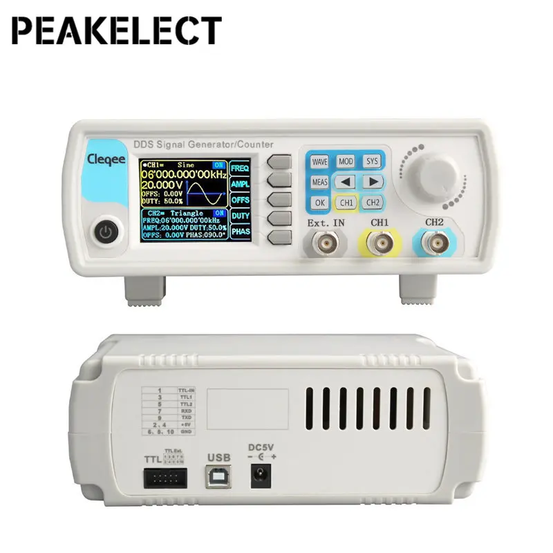 Peakelect JDS6600-60M 60MHz DDS Function Signal Generator Digital Control Dual-channel Arbitrary Waveform Frequency Meter