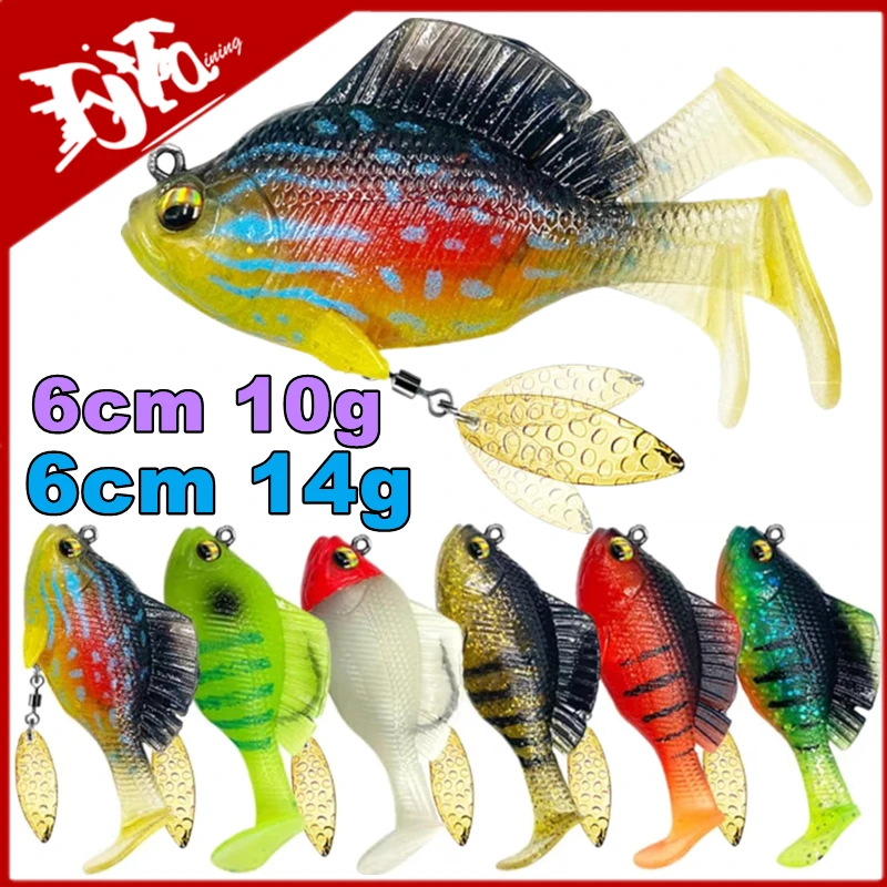 Rotating Sequin Jumping Fish Fishing Lures 6cm-10g/14g Soft Plastic Lure With Salwater Freshwater Hook Dark Sleeper Fishing Lure