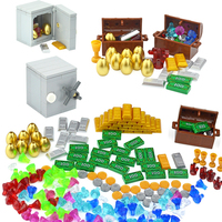 City Treasure Gold Silver Diamond Safe Box Building Blocks Jewel Dollars Bricks Compatible Figures Accessories DIY Kids Toys
