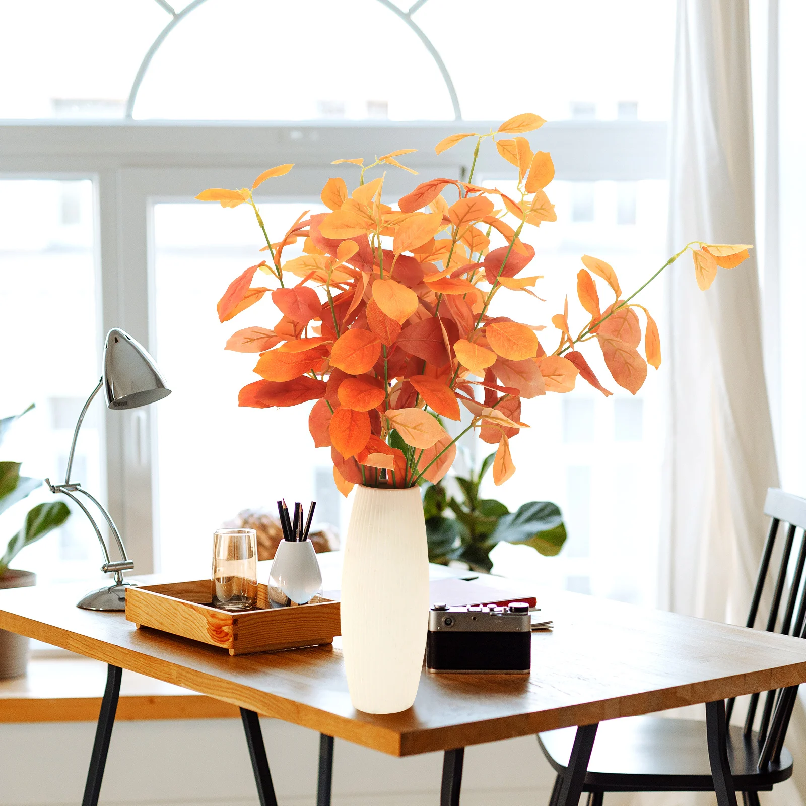 

4pcs Artificial Plants Decor Indoor Green Wedding Branches Shrub Silk Flower Leaves Vase Filling Ornament Table Centerpiece