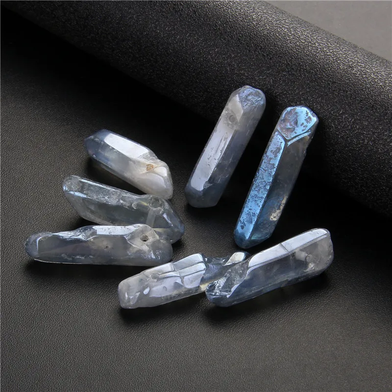 Graduado azul ponto de quartzo contas de pedra galvanizar topo perfurado irregular solto vara grânulo para fazer jóias artesanal fornecimento