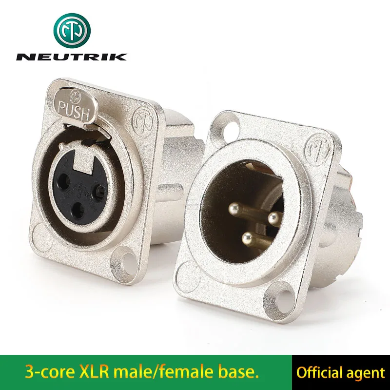 NEUTRIK Silver Gold Plated D-type XLR Socket NC3FD-LX 3-core Microphone Receptacle Male Female XLR Balanced Base Connector