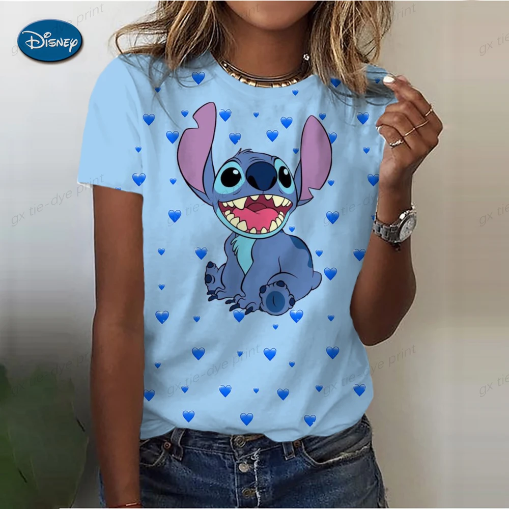 Funny Not Today Stitch Female Clothing Cartoon Y2k Stitch Summer Top Casual T Shirt Women's T-shirt Fashion Tops