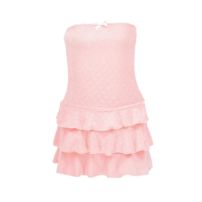 Cross-border 2024 New Sexy Style French Niche Simple Solid Color Skirt Spice Girl with Breast Polyester Stretch Cake Skirt Girl