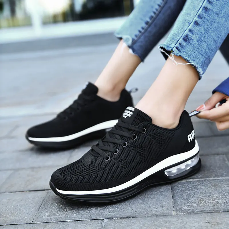 Fashion Sneakers Women Shoes Stretch Fabric Air Cushion Sports Shoes Woman Platform Shoes Ladies Loafers Student Casual Shoes