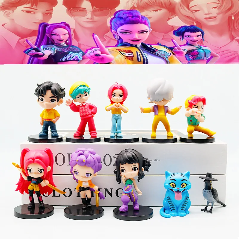 NOWY zestaw 10 szt. figurek Kpop Demon Hunters, zabawki z kreskówek Rumi/Mira/Zoey, figurki akcji z PVC, dekoracja na biurko, model lalki, prezent dla fanów